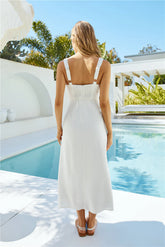 Vacation Time Linen Maxi Dress White